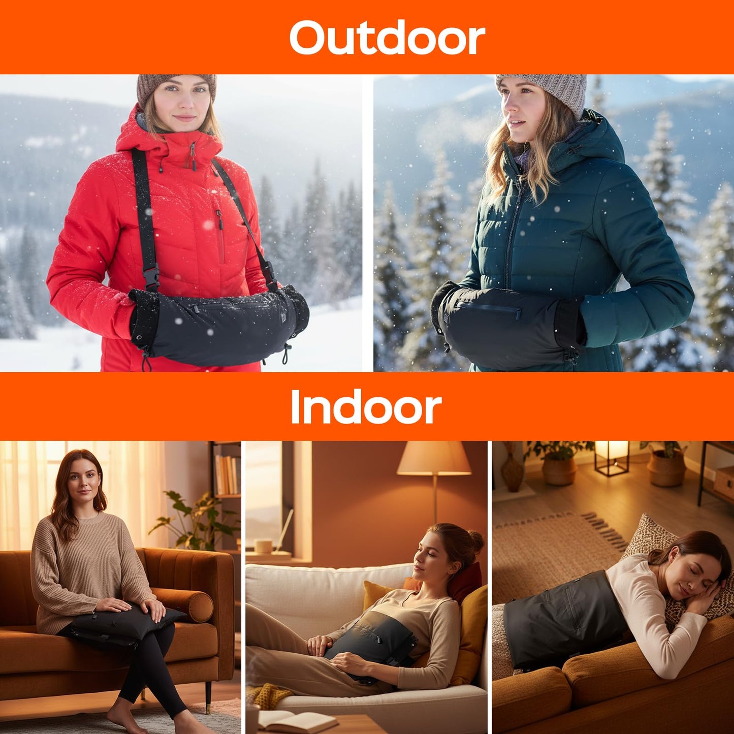 Rechargeable Heated Hand Warmer Pouch with 10000mAh Power Bank, 3 Heat Settings Electric Hand Muff for Outdoor Activities