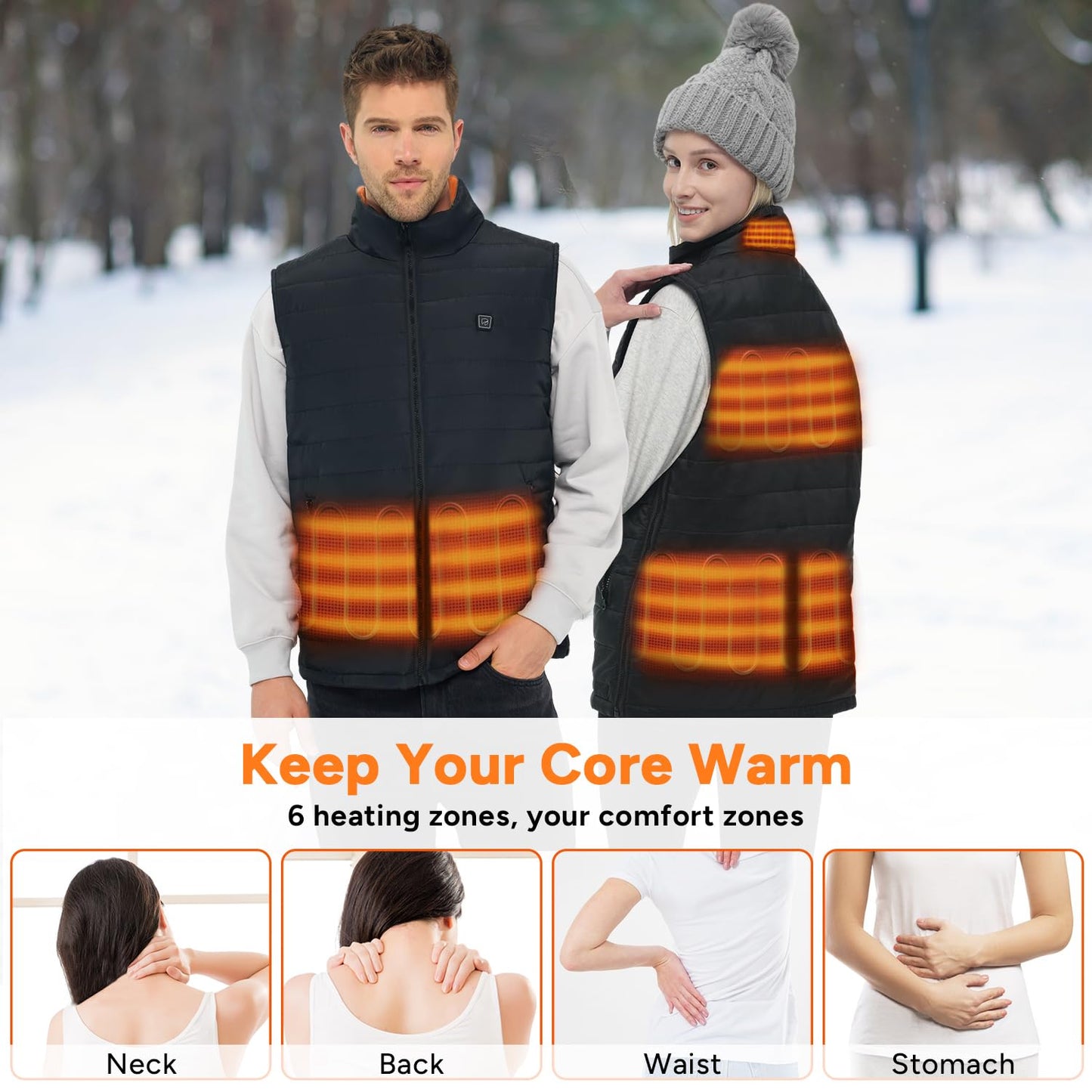 DR.PREPARE USB Heated Vest for Men and Women, 3 Heating Levels, Lightweight and Adjustable Warming Vest for Hiking and Skiing