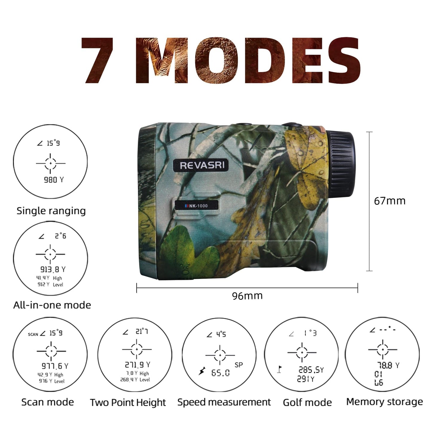 REVASRI Hunting Laser Rangefinder with Rechargeable Battery 1000 Yards Hunting Range Finder with Target Acquisition Technology Easy-to-Use Clear Accurate Rangefinders for Hunters