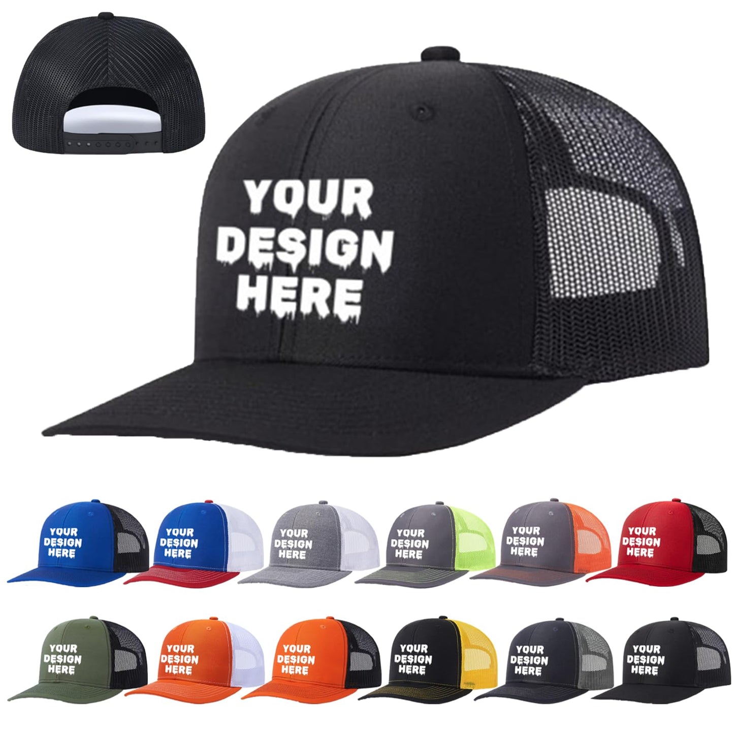 Custom Hats for Man Woman Personalized Bulk Trucker Cap with Text Photo Logo Gifts