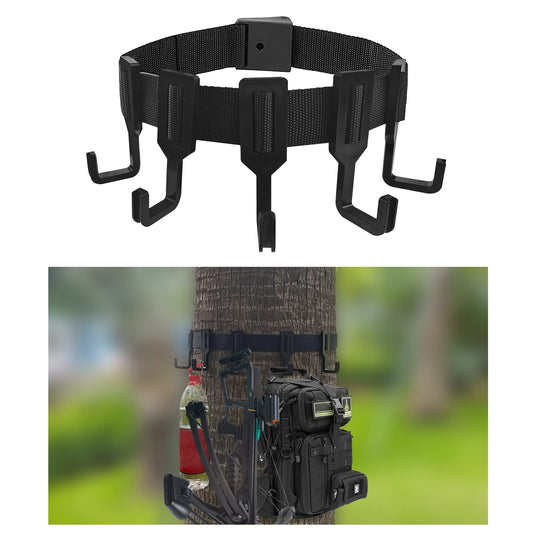 Sailortenx Treestand Strap Gear Hangers with 5 Large Hooks, Lightweight Multi-Hook Accessory Holder, Outdoor Tree Stand Bow & Gear Hanger for Hunting, Camping, Hiking