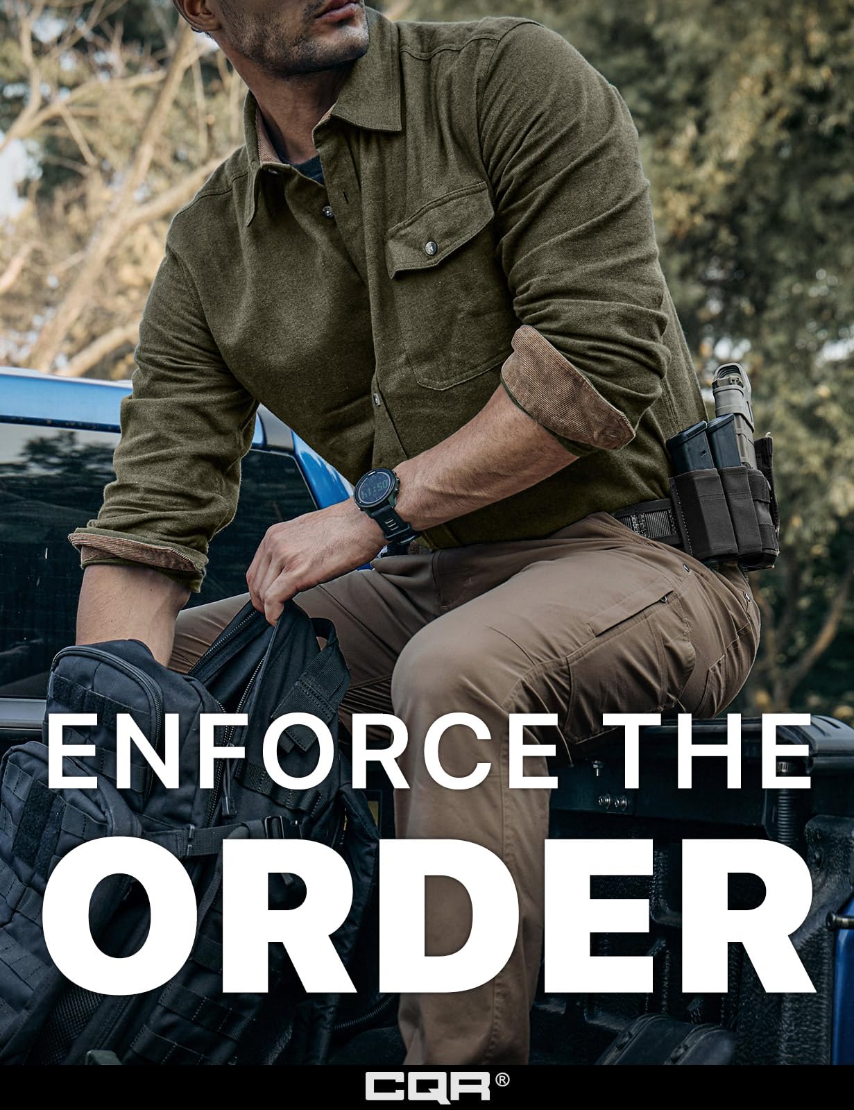 CQR Men's 100% All Cotton Button Down Flannel Shirts, Long Sleeve Brushed Warm Soft Casual Outdoor Plaid Shirt, Corduroy Hunter Green, Large