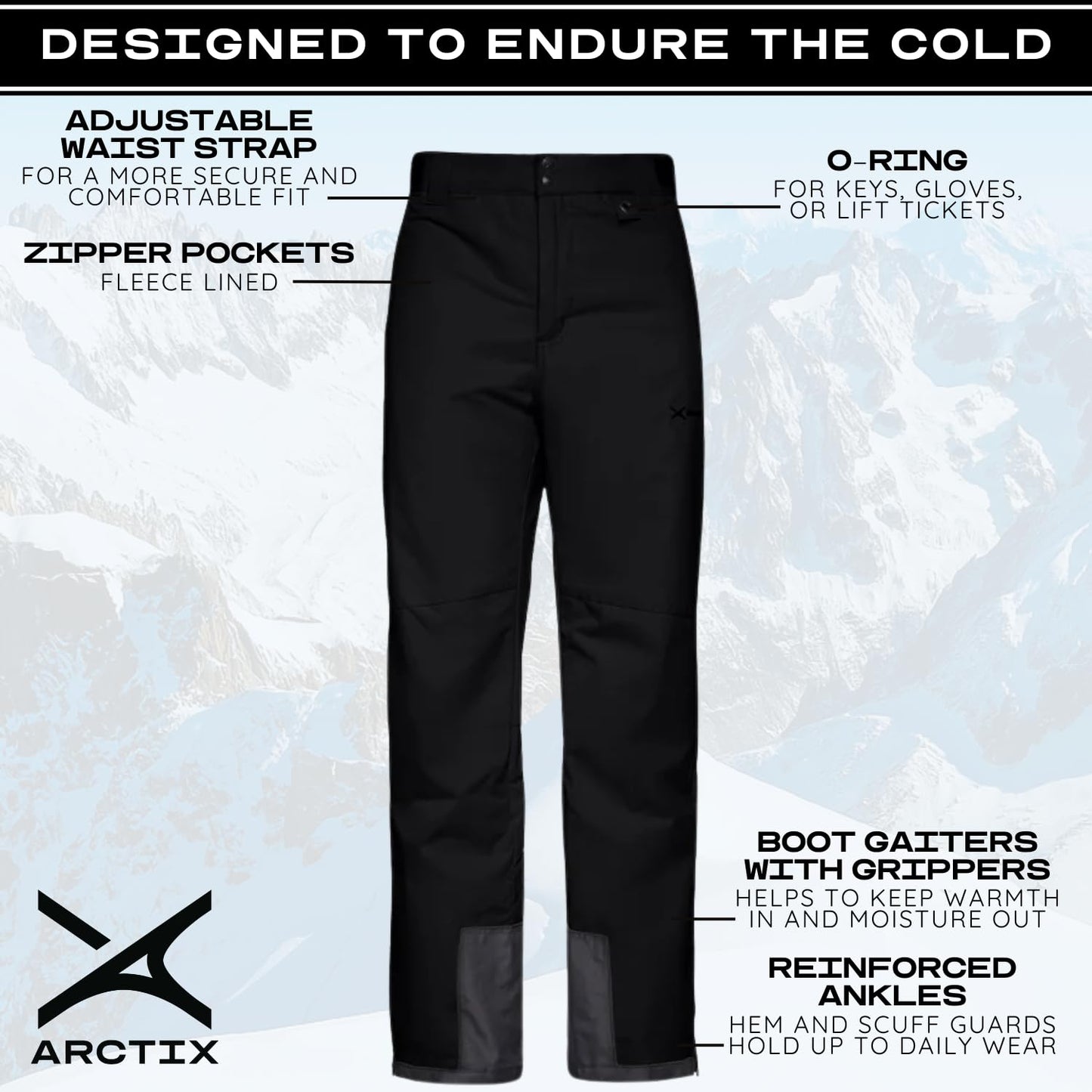Arctix Men's Essential Snow Pants, Black, Small/32" Inseam (29-30W * 32L)