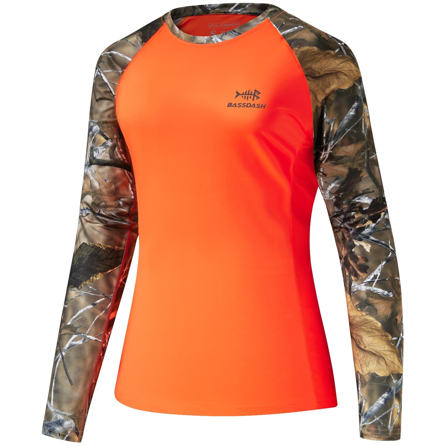 BASSDASH Women’s Camo Hunting Shirt Long Sleeve UPF 50+ Sun Protection Performance Tee Fishing Hiking