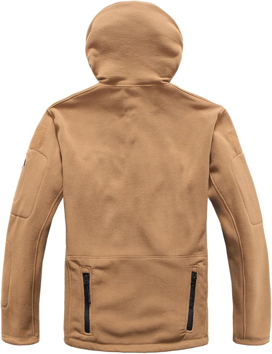 DMOYALA Full Zip Fleece Jacket for Men Military Tactical Hoodies Fall Trendy Army Combat Tops Stylish Fleece Outfits Long Sleeve Cargo Coat with Multi Pockets Khaki XXL