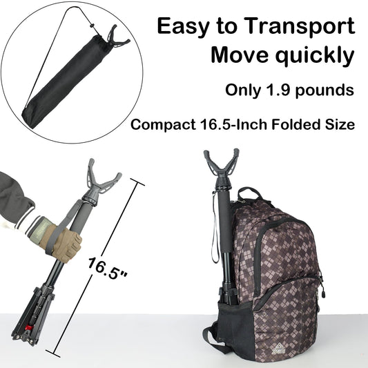 360° Rotating Shooting Sticks Convertible Monopod Shooting Tripod for Rifles Adjustable Height with Removable V-Yoke & Non-Slip Pad & Screw-Locks for Hunting Outdoor