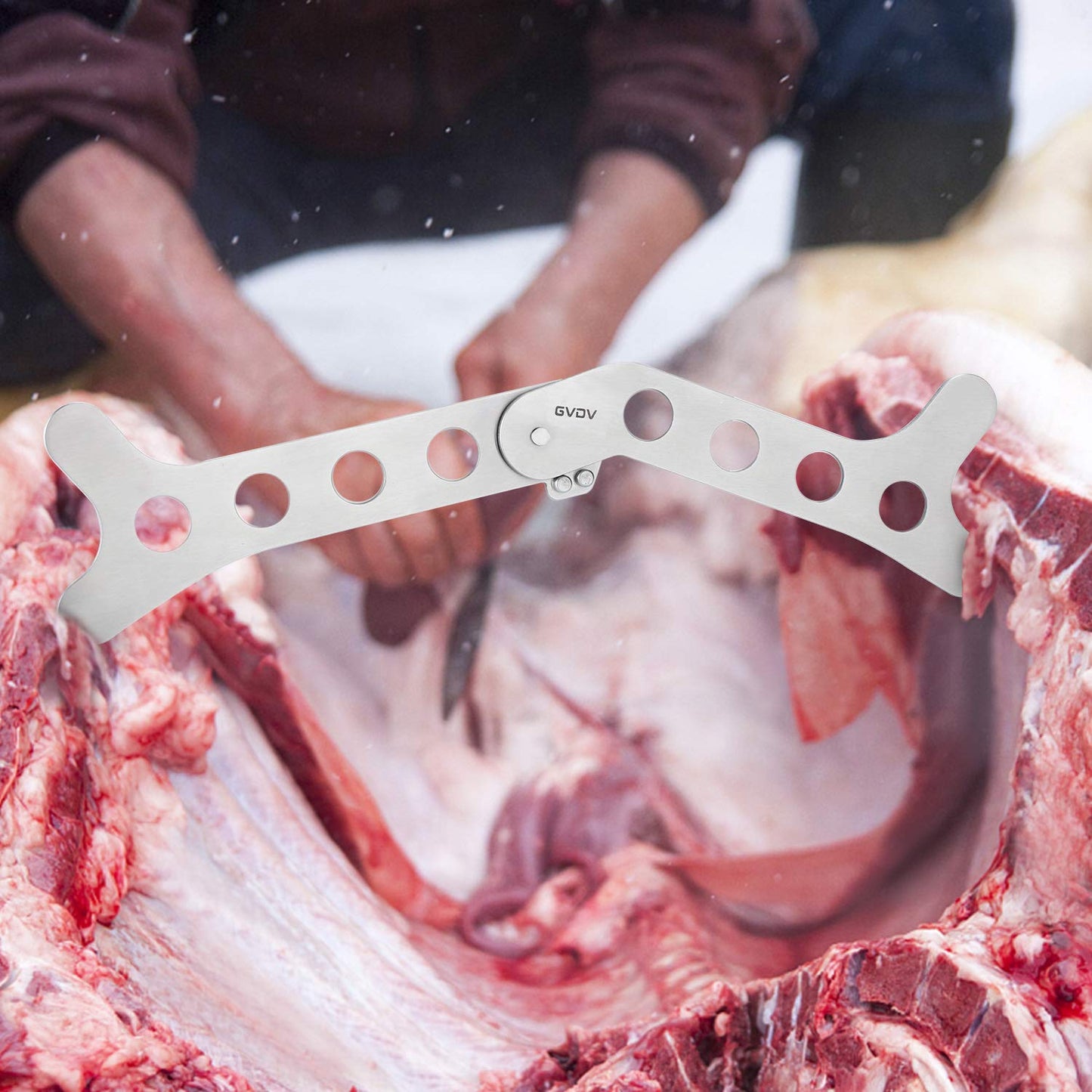 GVDV Hunting Knife Set - Deer Field Dressing Kit, Game Processor Set With Gut Hook Skinner, Spreader, Gloves - 6 Piece Butcher Gear for Men