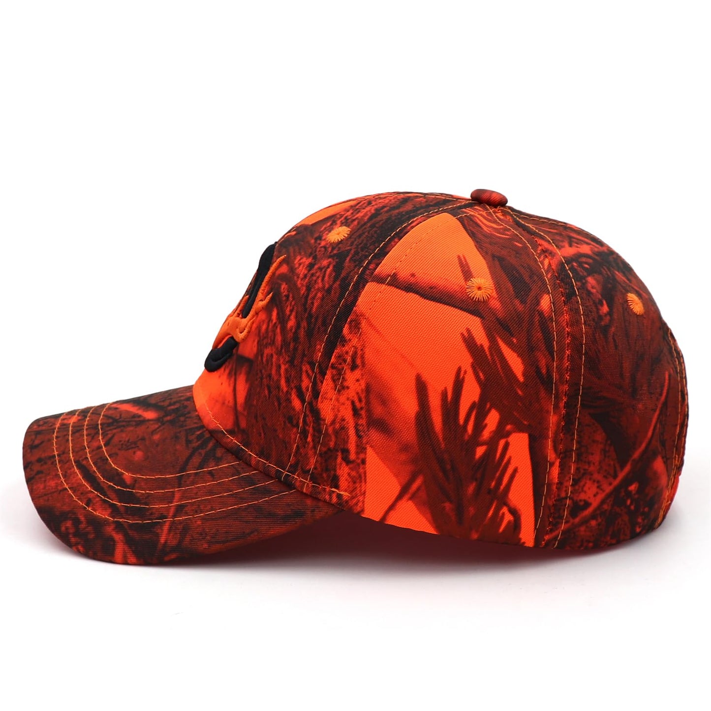 JUSOCC Deer Hunting Camouflage Hats Embroidery Adjustable Fishing Baseball Cap (US, Alpha, Medium, Orange Camo)