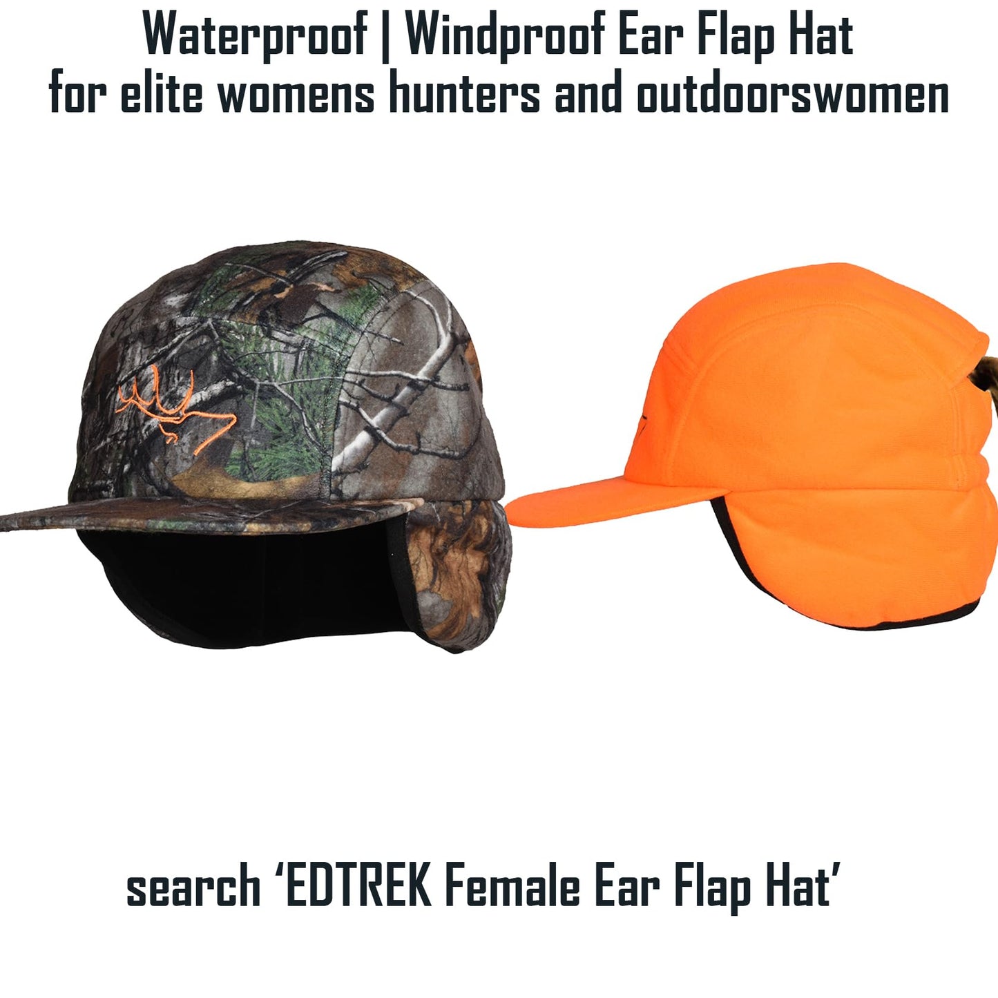 EDTREK Womens Performance Cap Hat with Ponytail Hole - Camo and Blaze Orange Hunting Hats (in Deep Camo)