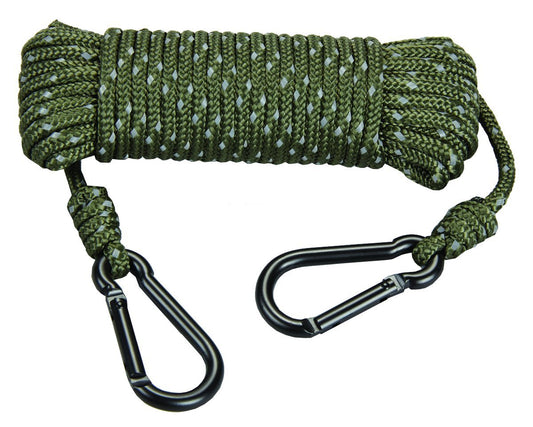 Hunters Specialties 30ft Heavy Duty Reflective Treestand Rope - Hunting Large-Diameter Rope with 2 Carabiner Clips