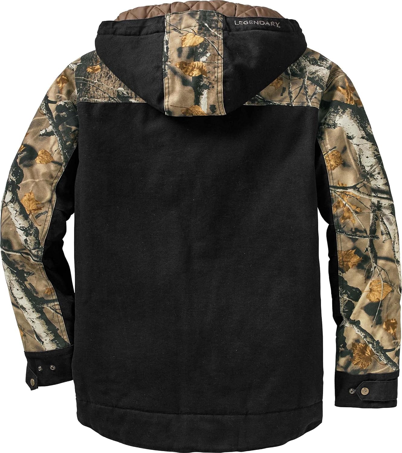 Legendary Whitetails Men's Winter Coat Quilted Canvas Workwear Jacket Water Repellent Insulated, Black, Large