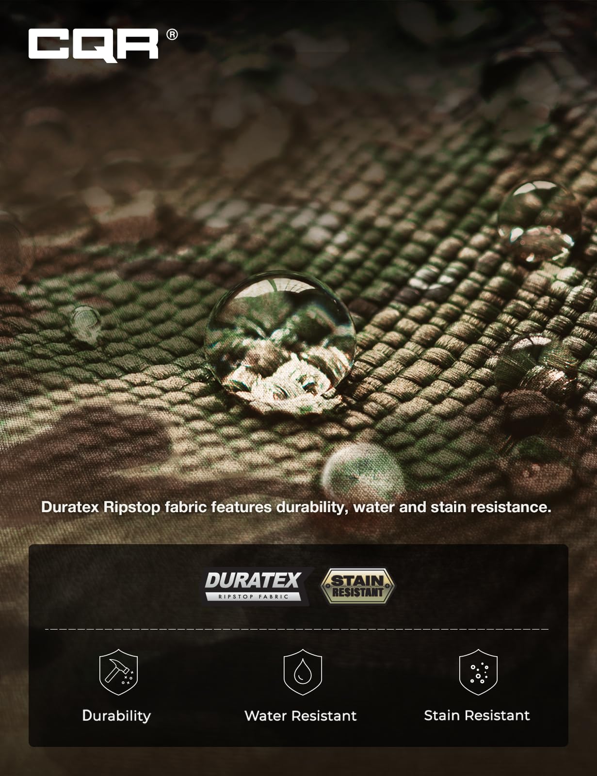 CQR Men's Tactical Pants, Water Resistant Ripstop Cargo Pants, Lightweight EDC Work Hiking Pants, Outdoor Apparel, Duratex Mag Pocket Utility Camo, 32W x 34L