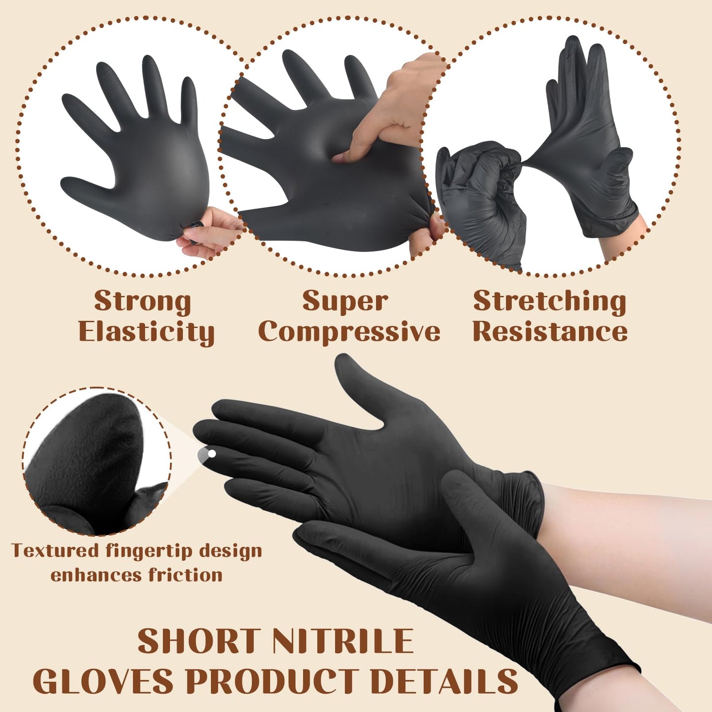 Field Dressing Gloves Kit, 10 Sets Disposable Hunting Deer Gutting Cleaning Gloves, Shoulder-Length Disposable Glove & Nitrile Glove Combo & Rubber Bands for Deer Gutting Hunting Cleaning Accessories