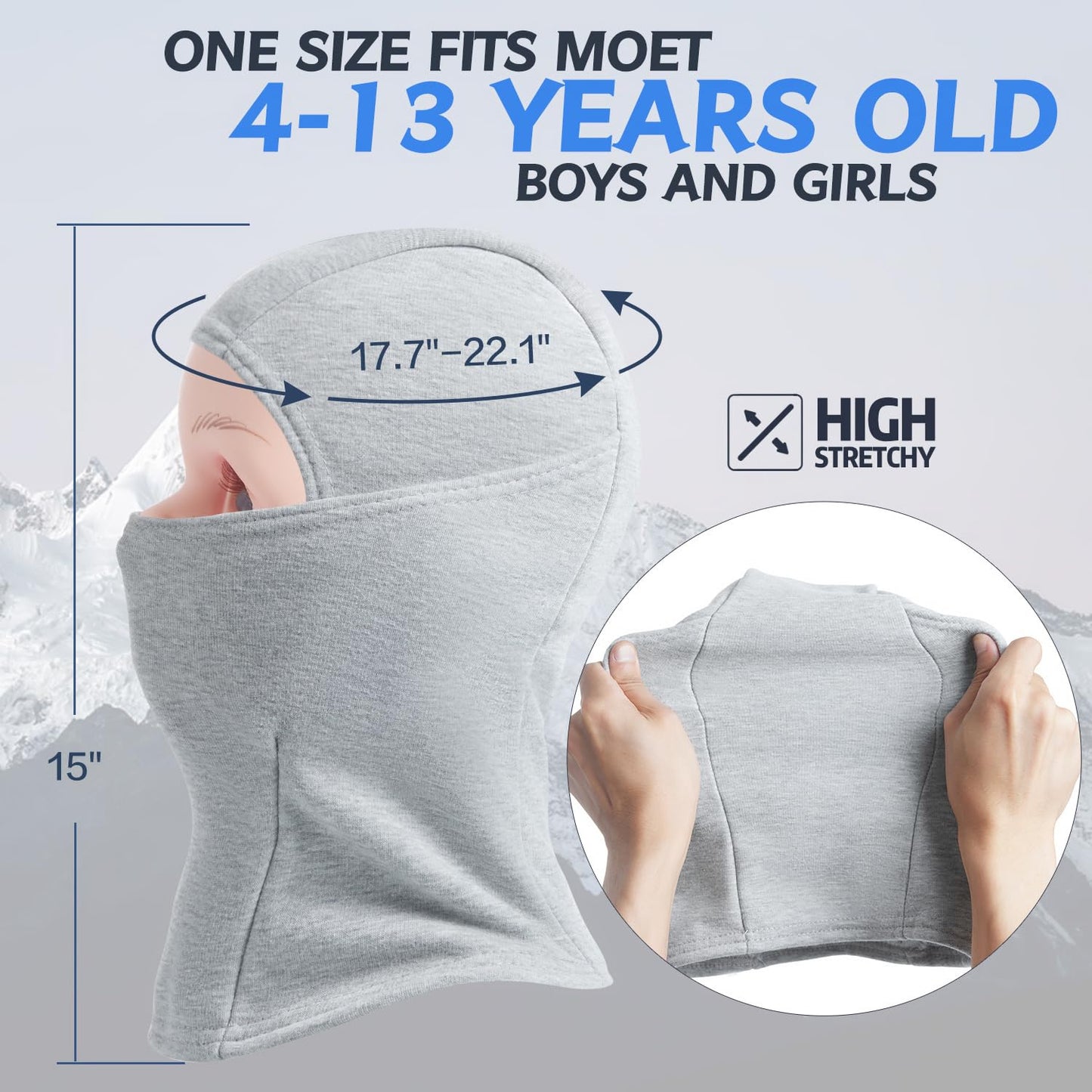 KOOLSOLY Kids Balaclava Face Mask, Winter Hat Face Warmer for Cold Weather Ski Mask for Boys Girls Army Green