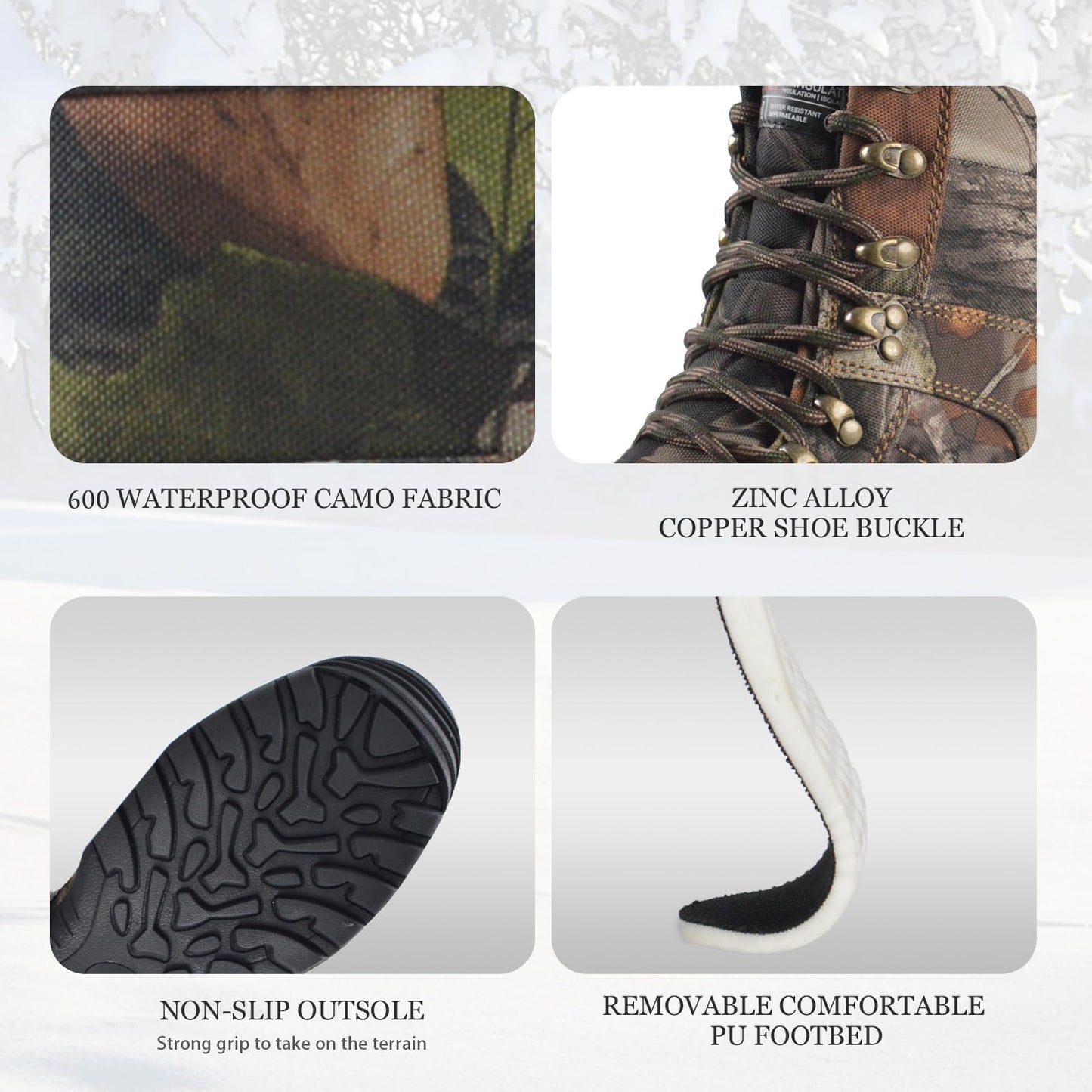 R RUNFUN Men's 8" Waterproof Lightweight Hunting Boots Camo Insulated Hiking Boots, 200g Thinsulate(RF001-8C2,Size10)