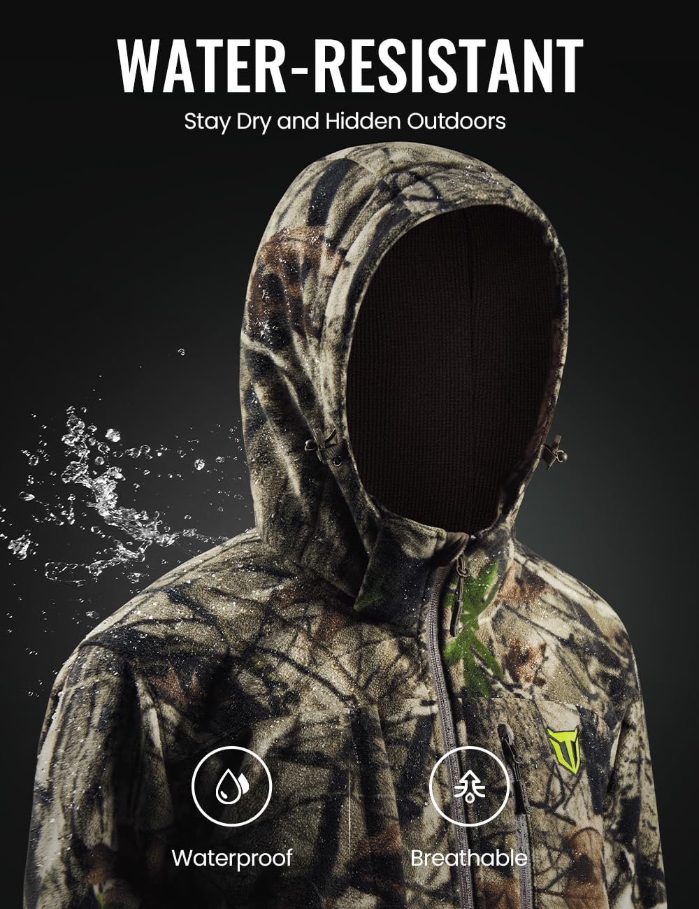 TIDEWE Hunting Clothes for Men, Silent Water Resistant Hunting Jackets and Bibs, Next Camo G2, L