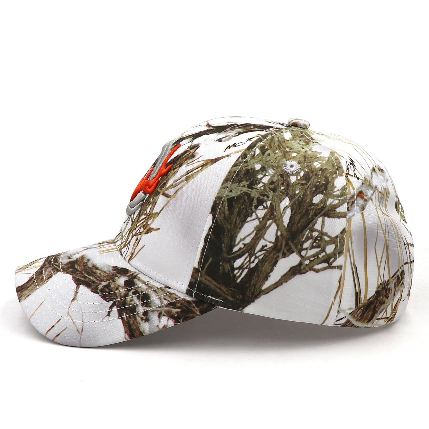 JUSOCC Deer Hunting Camouflage Hats Embroidery Adjustable Fishing Baseball Cap (US, Alpha, Medium, White Camo)
