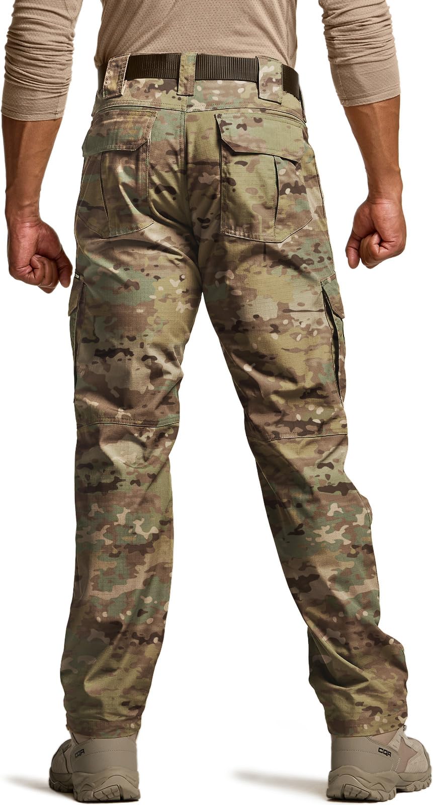 CQR Men's Tactical Pants, Water Resistant Ripstop Cargo Pants, Lightweight EDC Work Hiking Pants, Outdoor Apparel, Duratex Mag Pocket Utility Camo, 32W x 34L