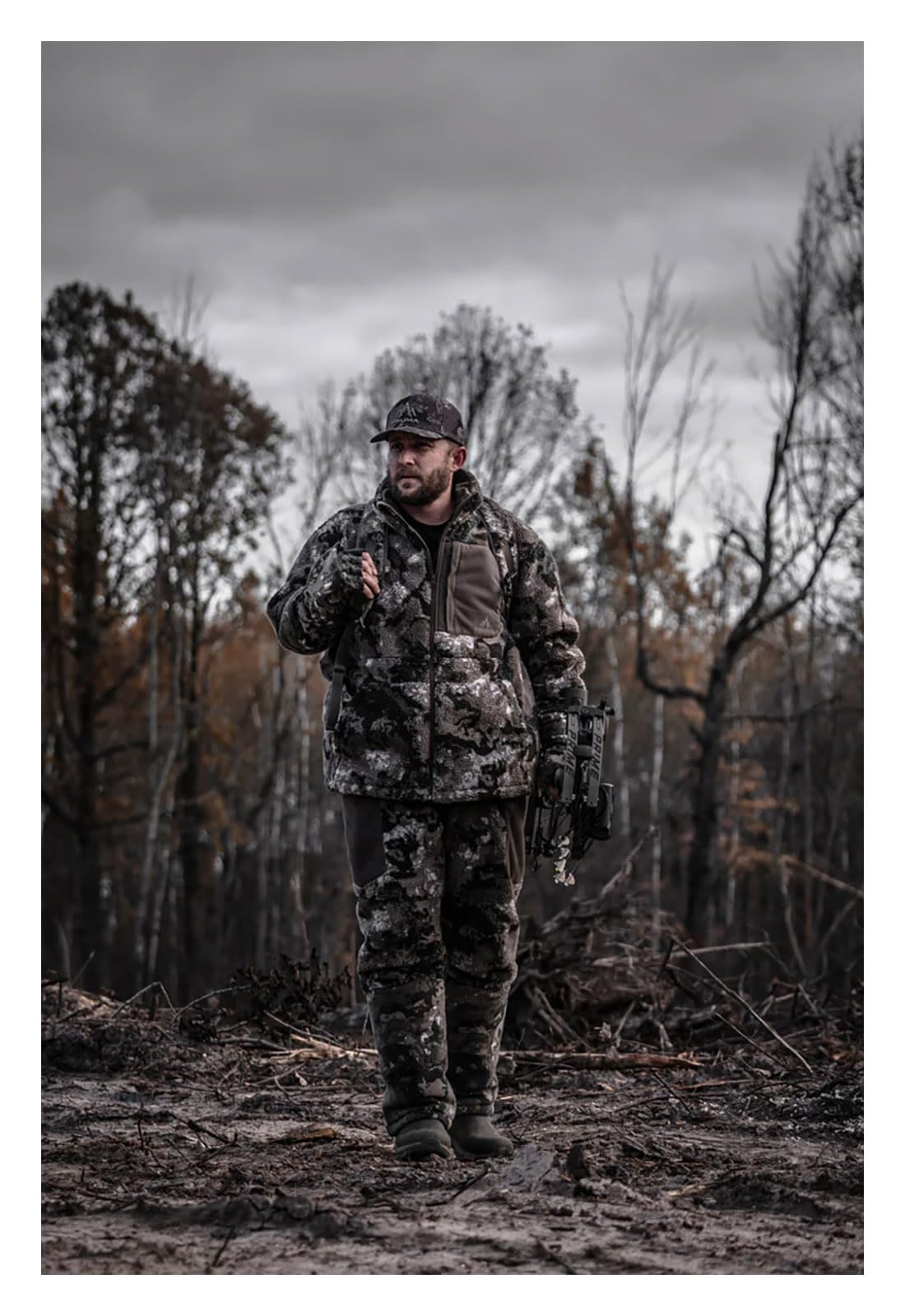 Pnuma Outdoors Highpoint Jacket, Caza Camo, Berber Fleece, Wind Block, Polygiene OdorCrunch, DWR Finish (HP-JK-OV)