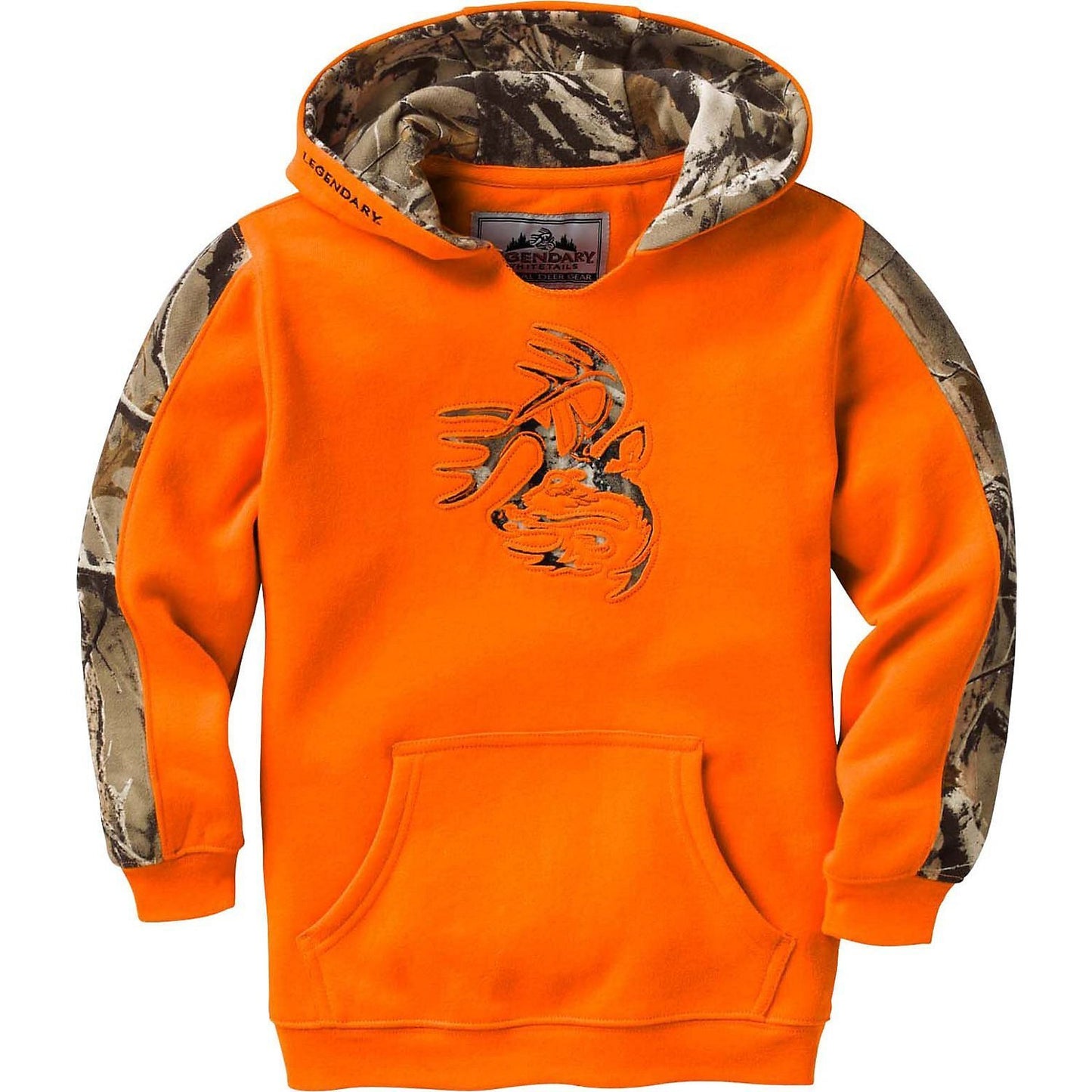 Legendary Whitetails Unisex-Child Kids Pullover Hoodie Camo Sweatshirt Comfy V-Neck Design, Inferno, X-Large