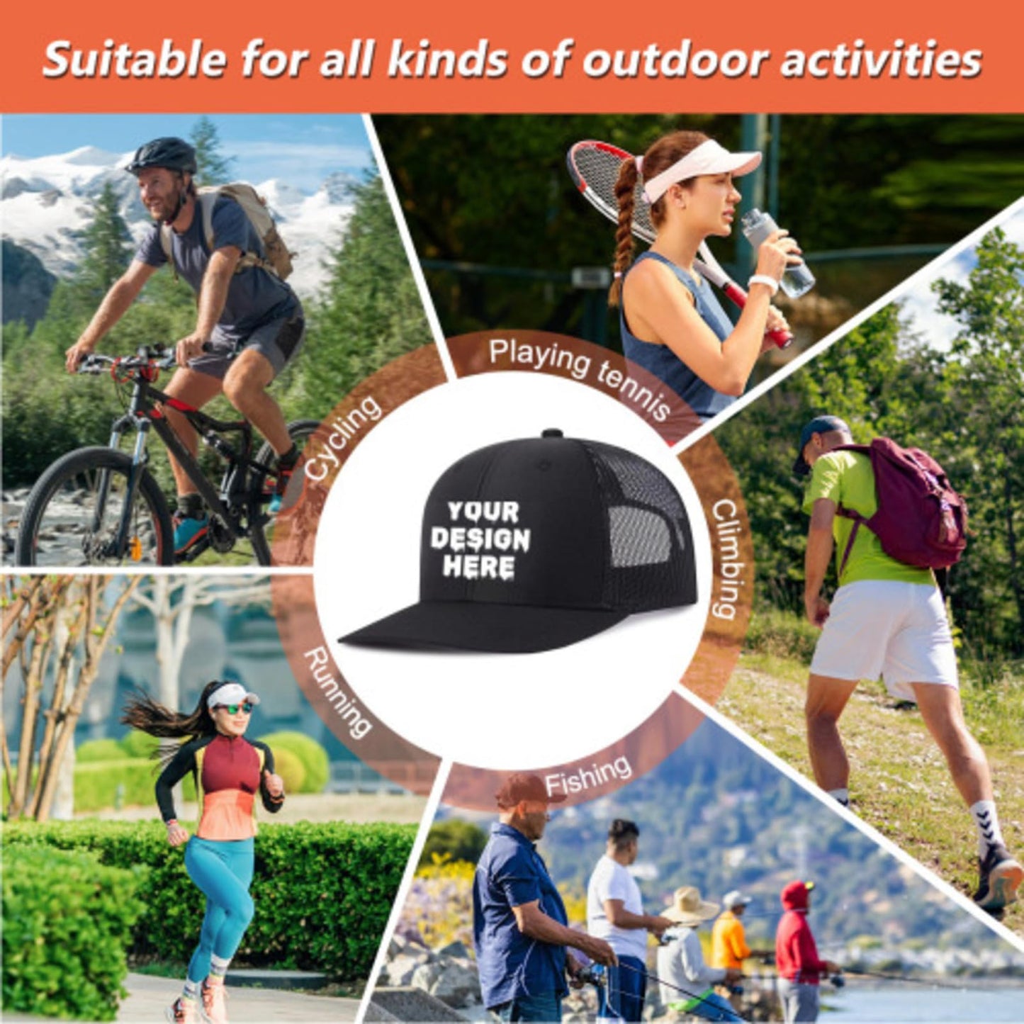 Custom Hats for Man Woman Personalized Bulk Trucker Cap with Text Photo Logo Gifts