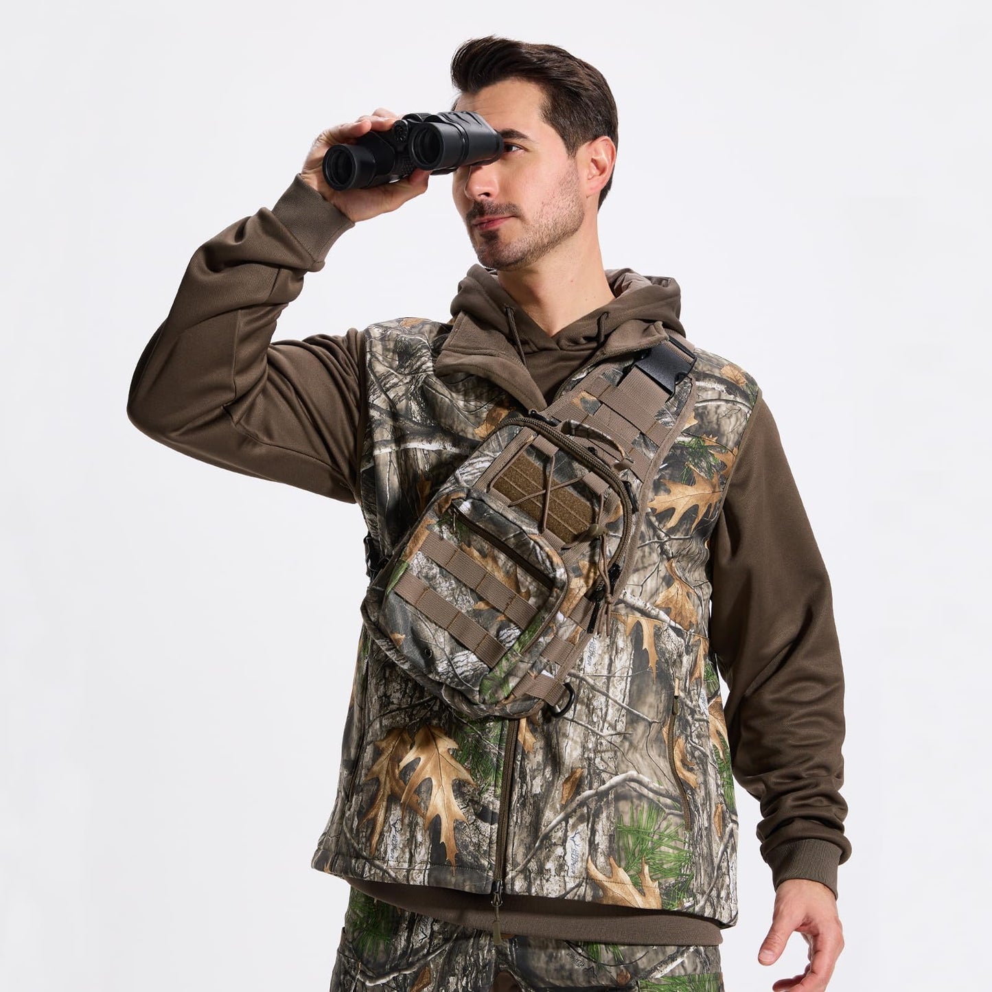 LOOGU Mens Camo Hunting Vest Fleece Lined Water Resistant Outdoor Fishing Outwear
