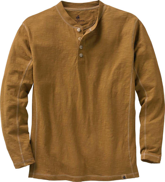 Legendary Whitetails Men's Henley Shirt Long Sleeve Button Up Casual Fit Cotton/Poly Blend, Barley, X-Large