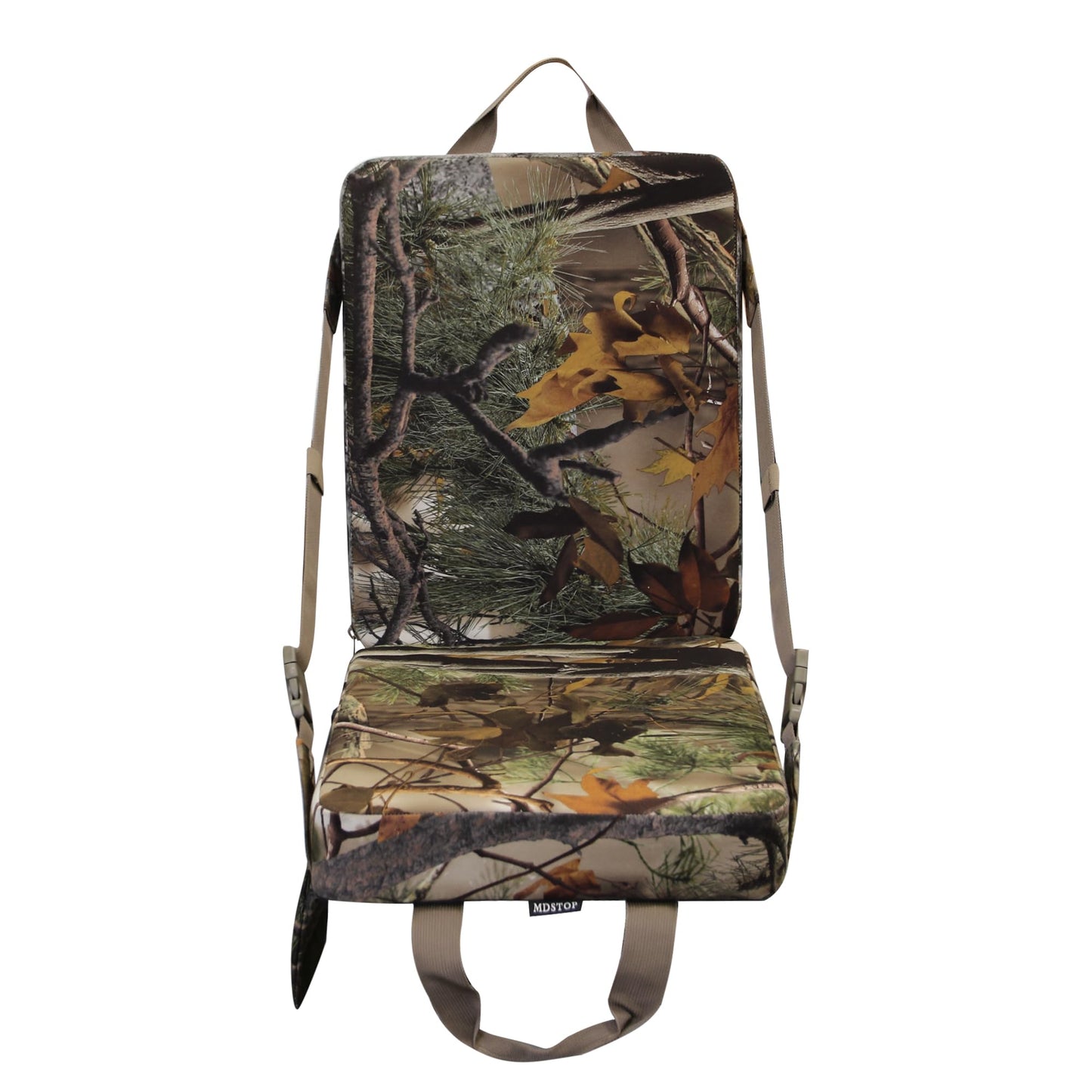 MDSTOP Heated Hunting Seat Cushion with Backrest, Adjustable Hunting Seat for Tree Stand & Ladder Stand, Portable Seat Pads for Hunting,Ice Fishing,Hiking,Camping (Battery not Included) (Camouflage)