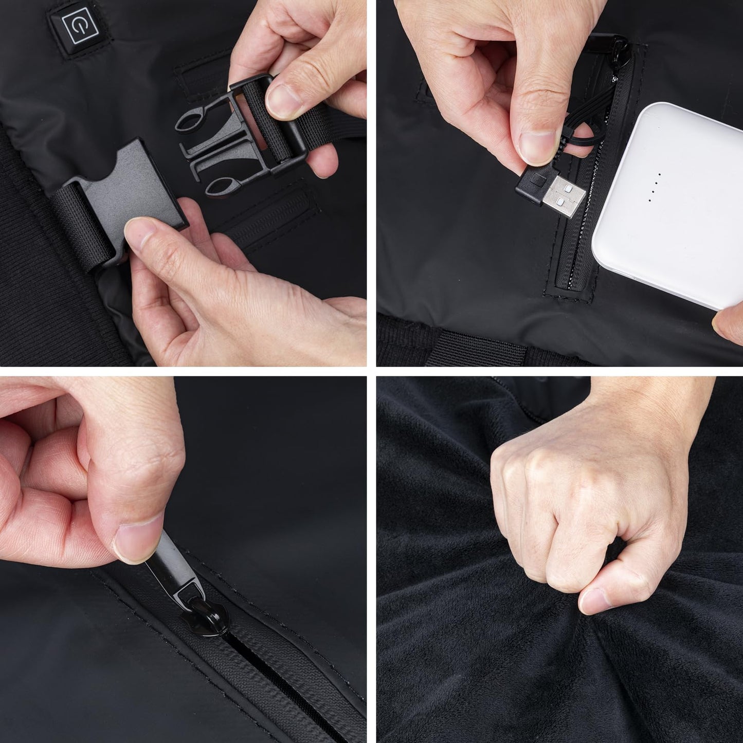 Rechargeable Heated Hand Warmer Pouch with 10000mAh Power Bank, 3 Heat Settings Electric Hand Muff for Outdoor Activities