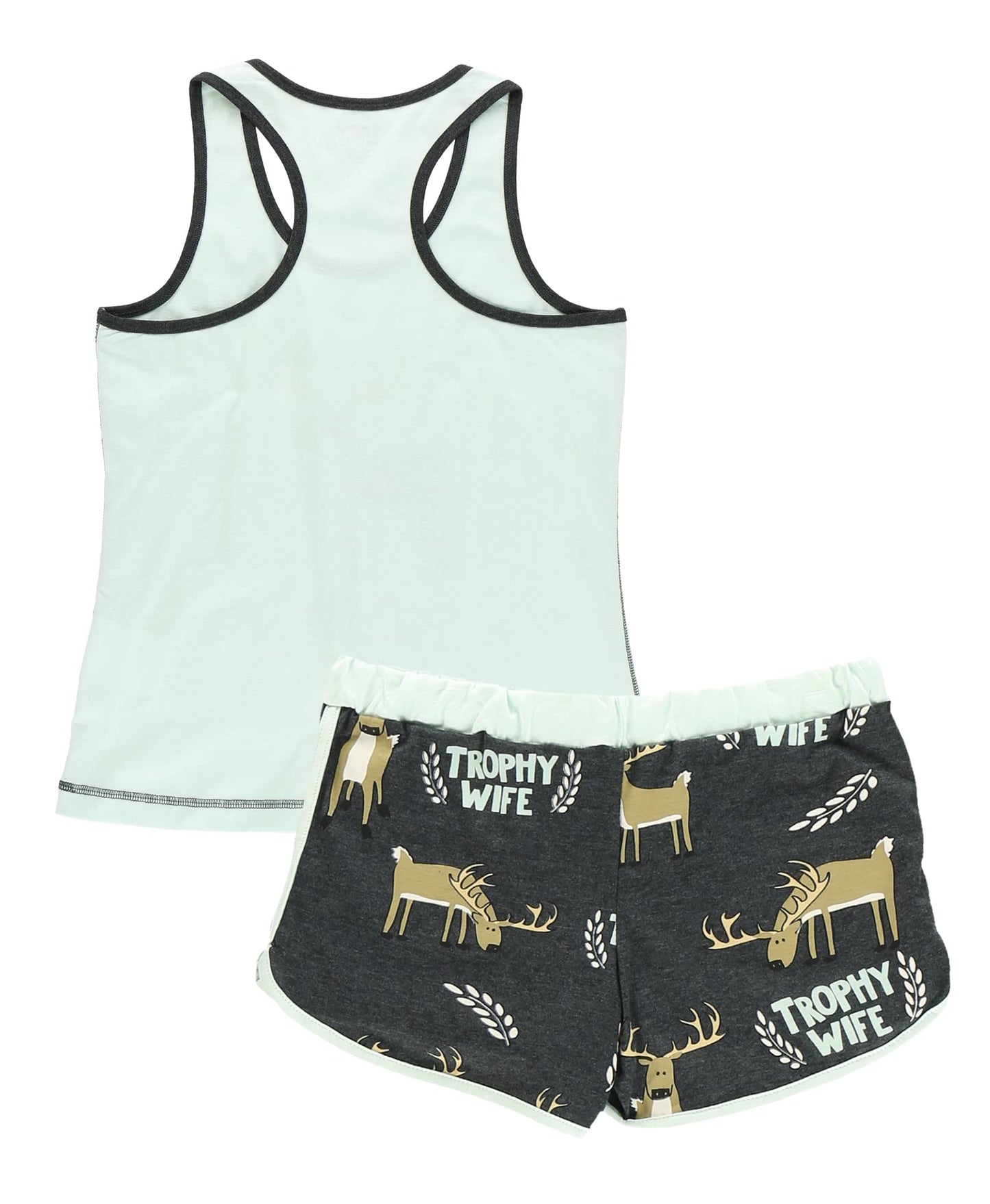 Lazy One Matching Pajamas for Women, Cute Pajama Shorts and Tank Top Set, Animal, Hunting, Deer (Trophy Wife, X-Large)