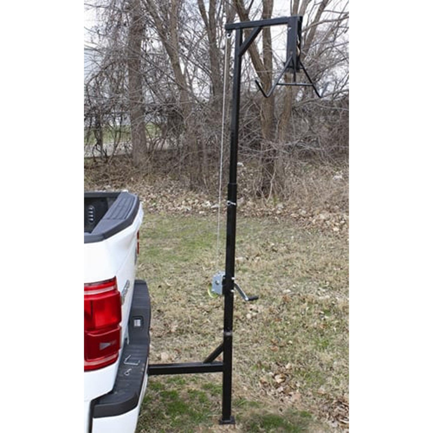 HME Truck Hitch Game Hoist Complete Kit with Winch and Gambrel, 400 lb Capacity - Hunting Game Skinning and Cleaning Accessory with 360-Degree Swivel Shaft and Adjustable Height