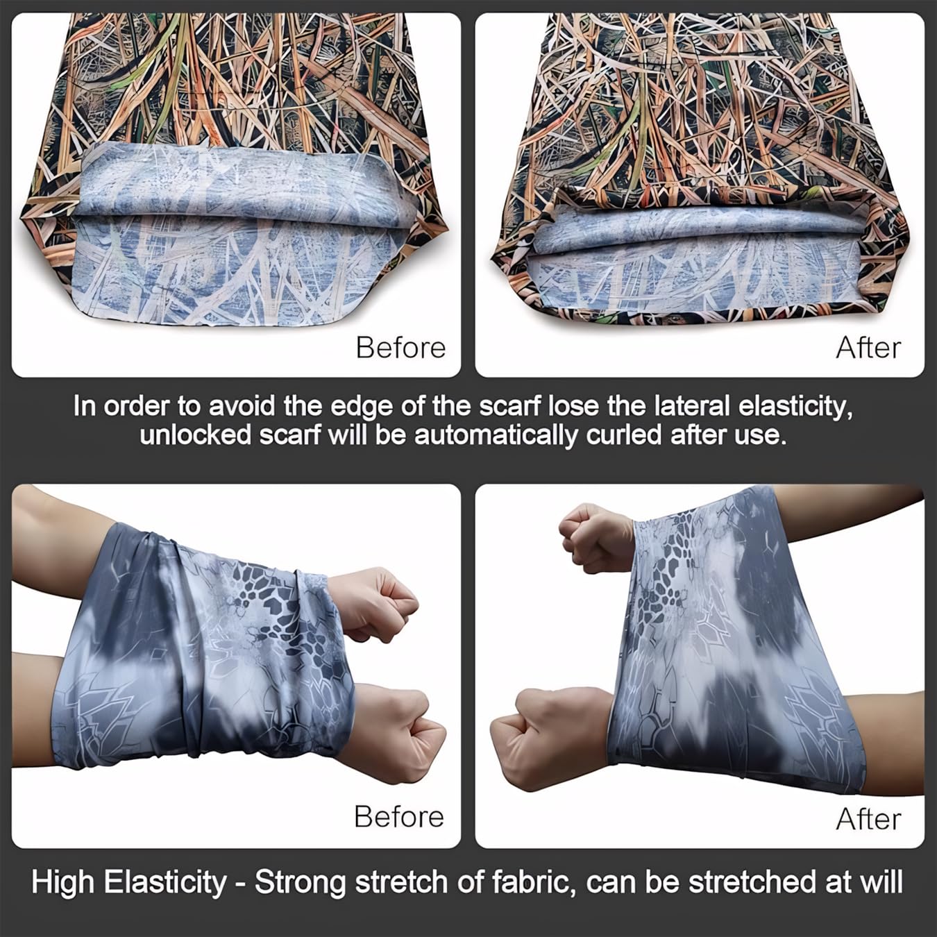 WTACTFUL 2 Pack Camo Face Mask Bandana for Men Camouflage Balaclava Fishing Neck Gaiter Headband Headwear Sweatband Wristband for Women Cycling Motorcycle Running Training Hiking Hunting Women #1 + #5