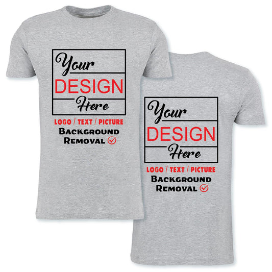 Personalized Image/Text for Your Company/Wedding/Greetings with Digital Printing | Unisex Adult | Custom T-Shirt Heather Grey