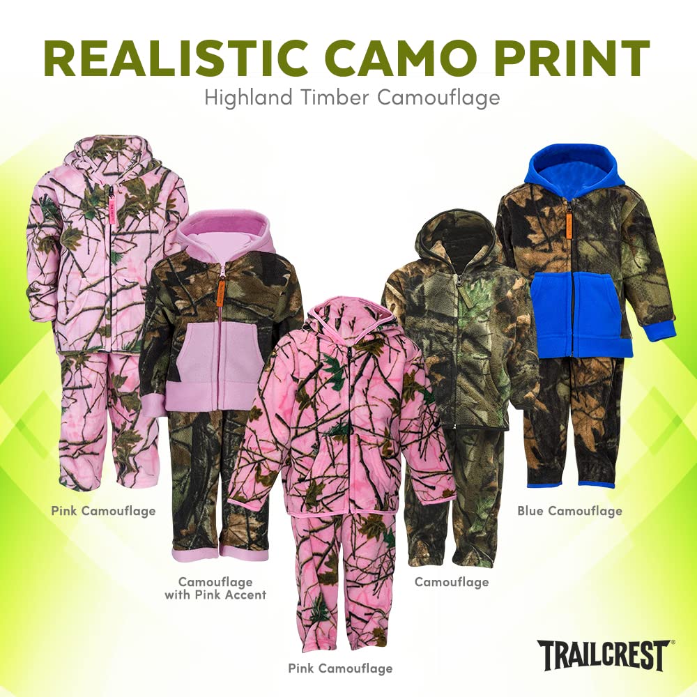 TrailCrest by Treel Infant - Toddler Camo Full Zip Hoodie Sweatshirt Fleece Jacket & Pants Set, Camo, 5T