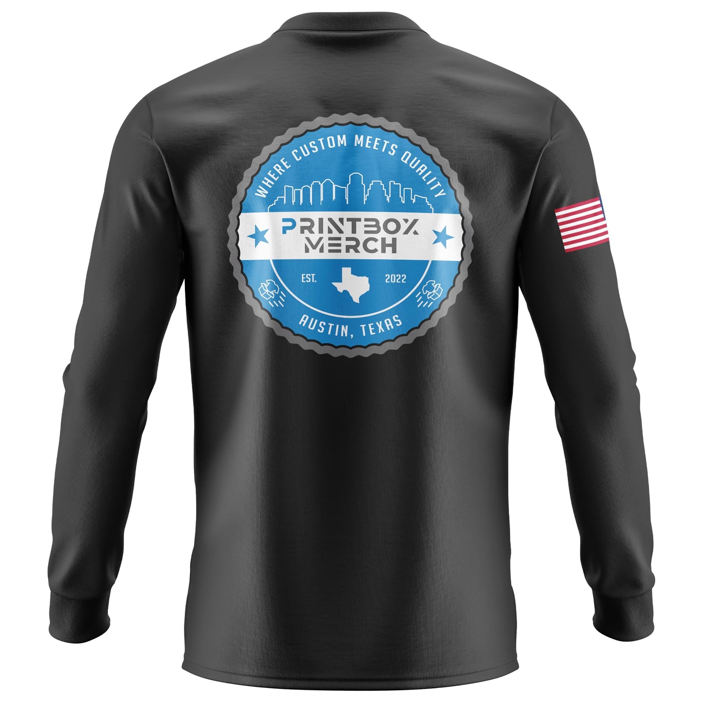 Custom Shirts for Men Women, Long Sleeve with Cuffs, Heavy Cotton Customize T-Shirt for Workwear Promo Construction (Large, Black)