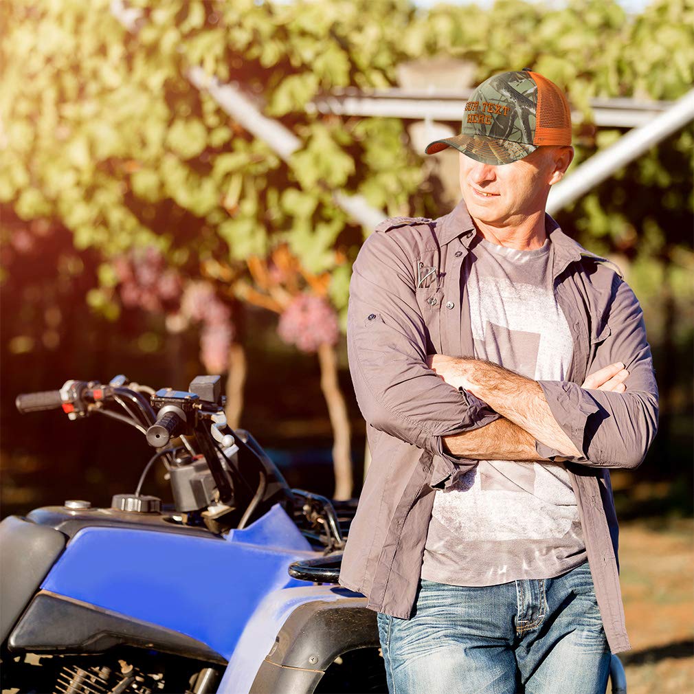 Personalize Your Custom Text On Camo Mesh Trucker Hat Cotton Neon Hunting Baseball Cap Strap Closure Orange Camo