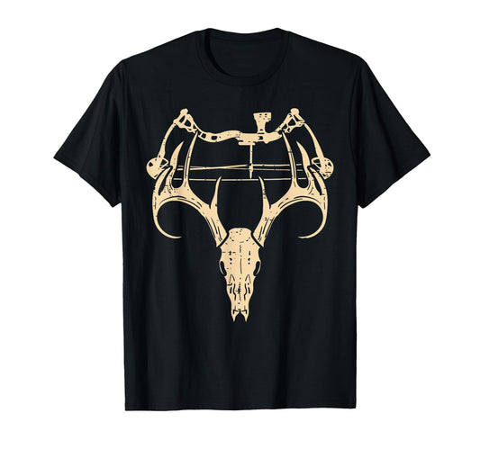 Deer Skull Compound Bow Retro Hunting Archery Dad Archer T-Shirt