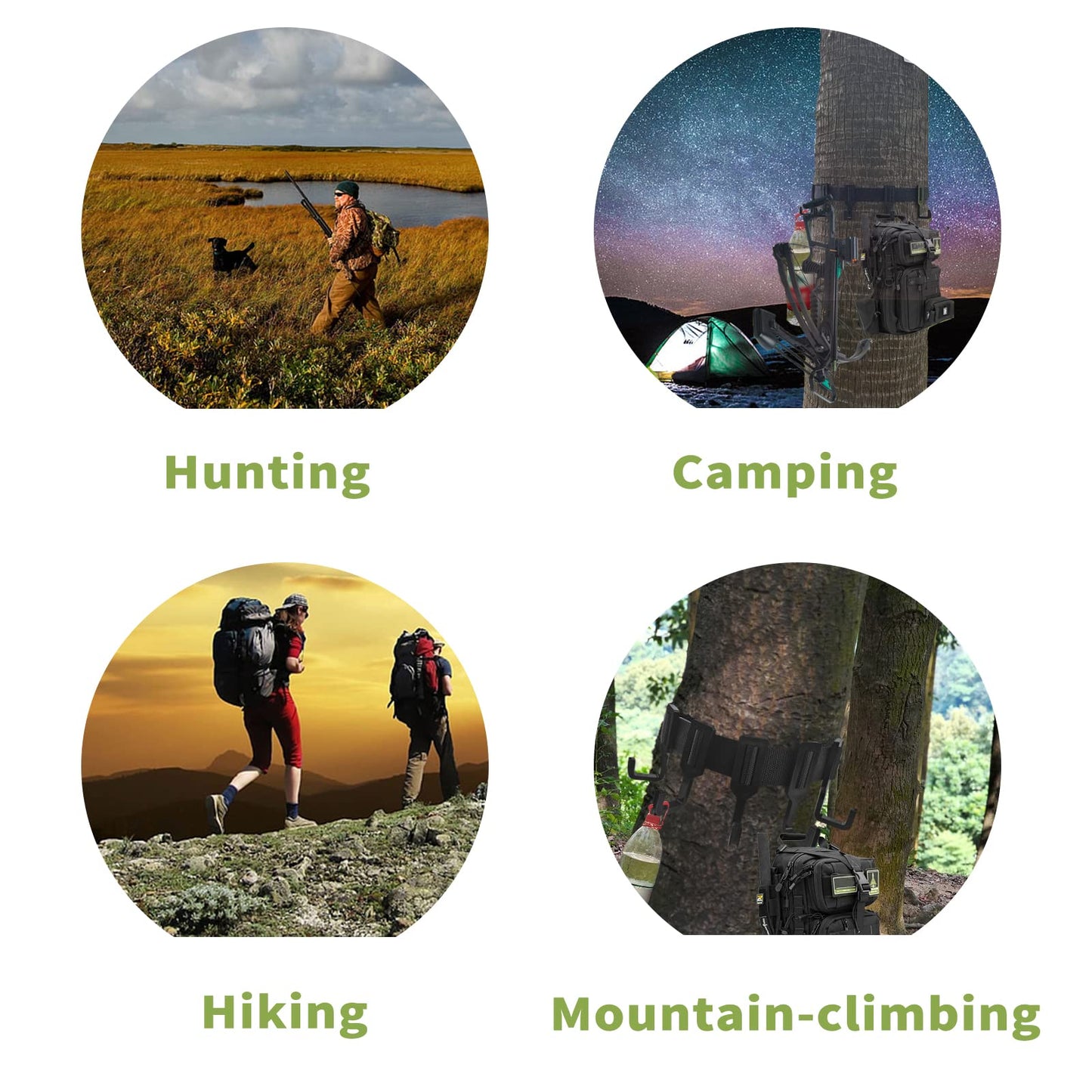 Sailortenx Treestand Strap Gear Hangers with 5 Large Hooks, Lightweight Multi-Hook Accessory Holder, Outdoor Tree Stand Bow & Gear Hanger for Hunting, Camping, Hiking