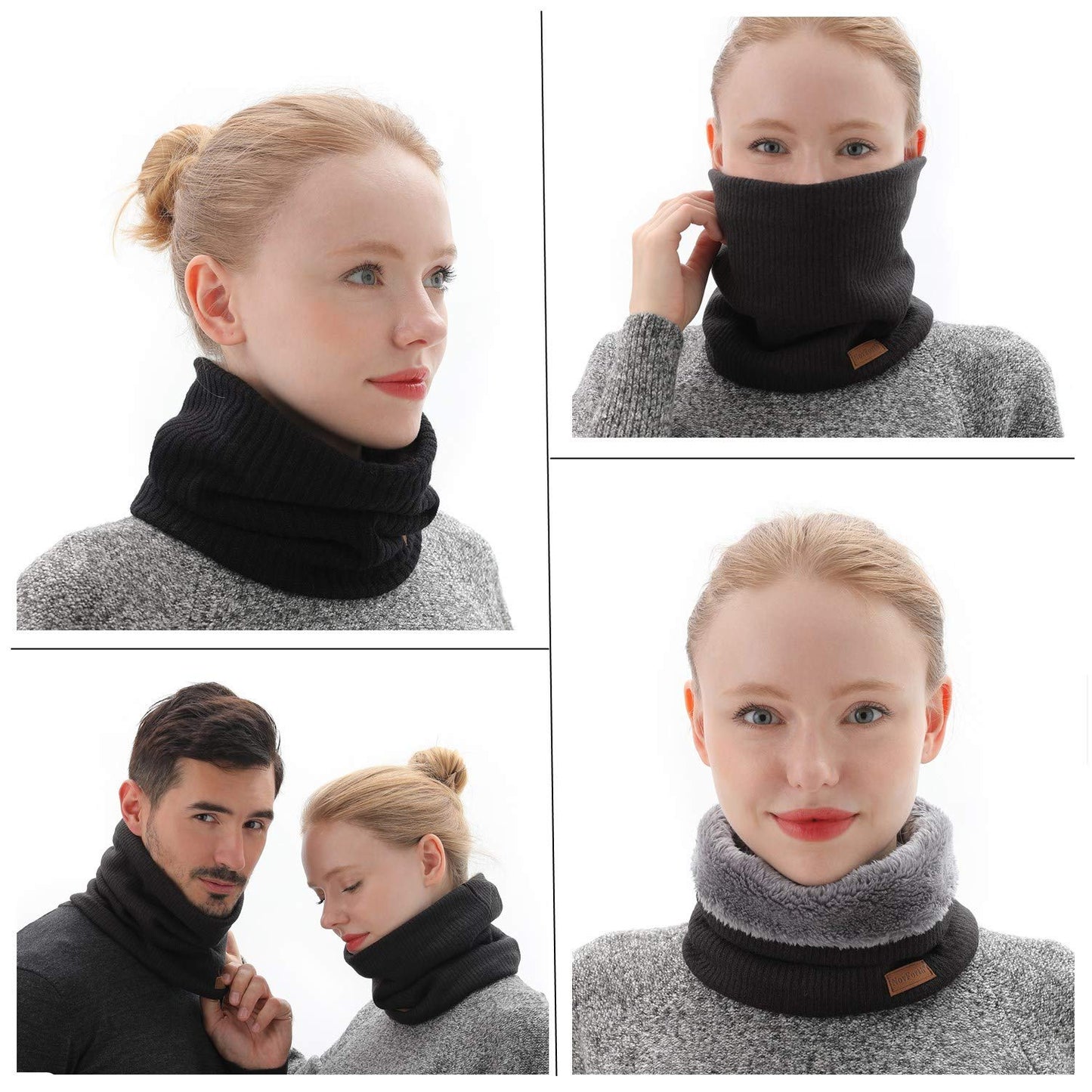 NovForth Winter Neck Warmer Men Ski, Neck Gaiter Face Scarf Women, Fleece Scarf for Men Gaiter Mask, Thick Windproof Scarves