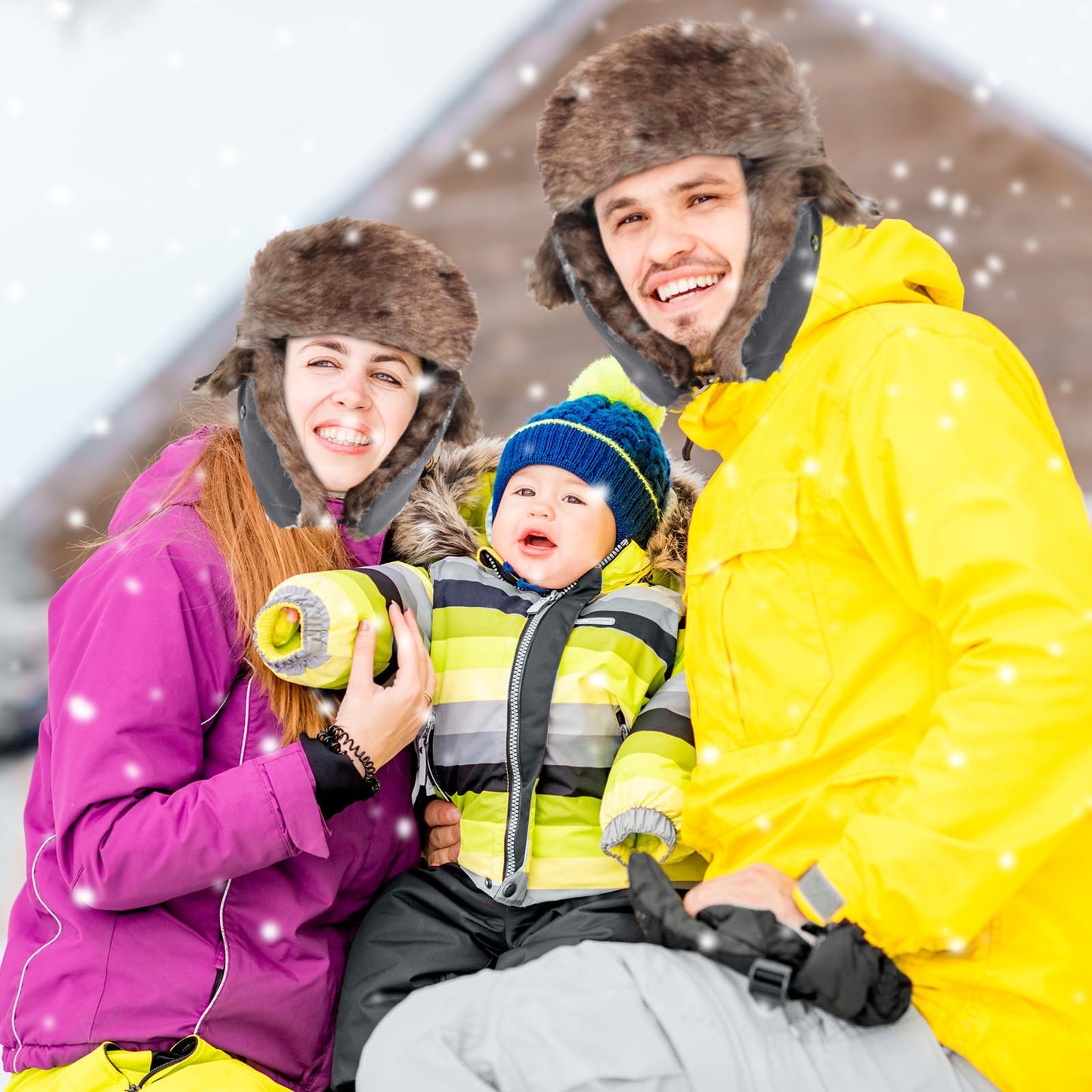 SATINIOR 1 Piece Unisex Trapper Hat with Chin Strap Faux Fur Earflaps Hat Winter Hunting Hats Warm Hat for Women Men (Grey)