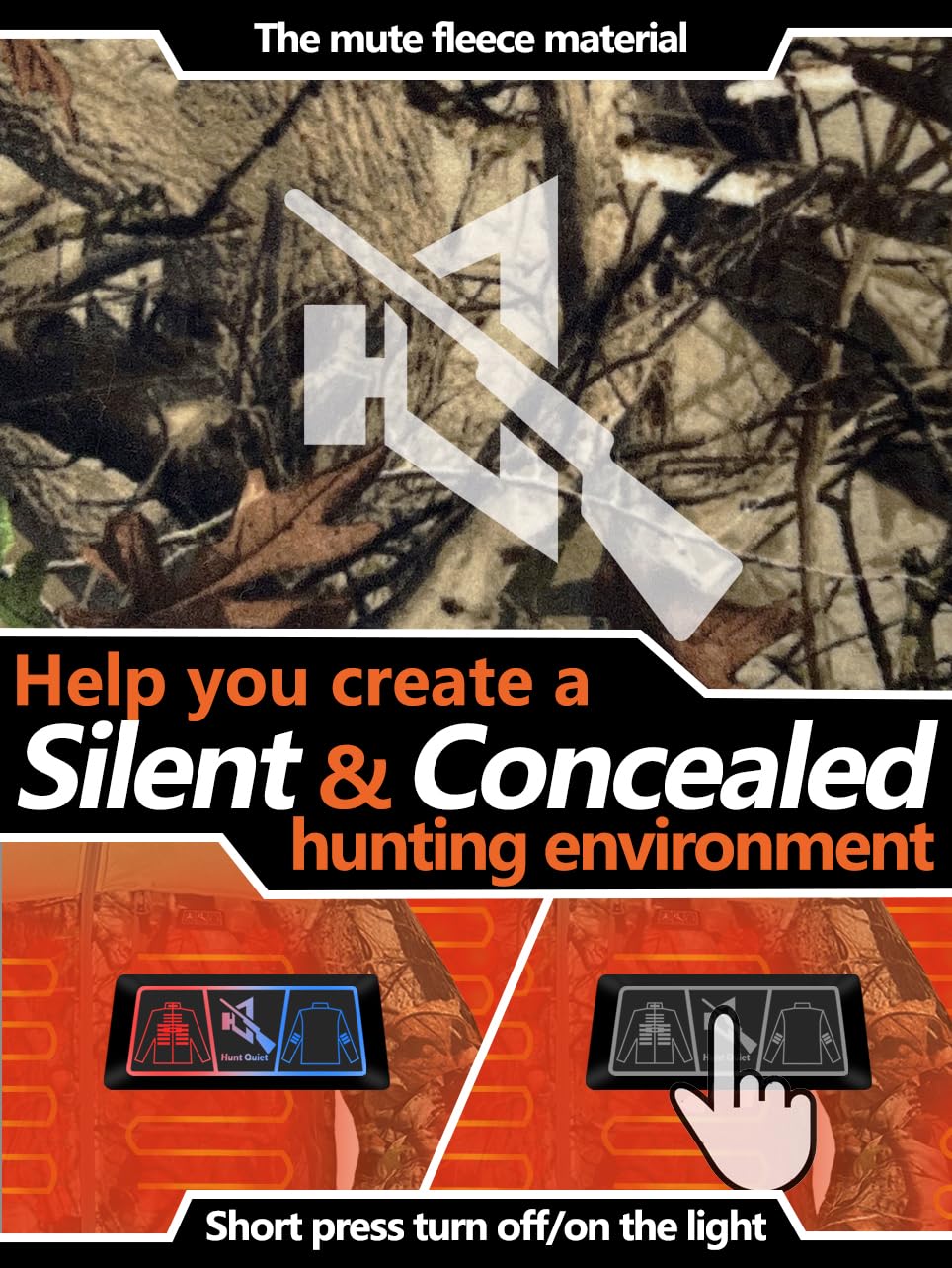 Hunt Quiet Women’s Heated Jacket Fleece with Power Bank, Rechargeable Coat for Hunting (Next Camo G2, Size XL)