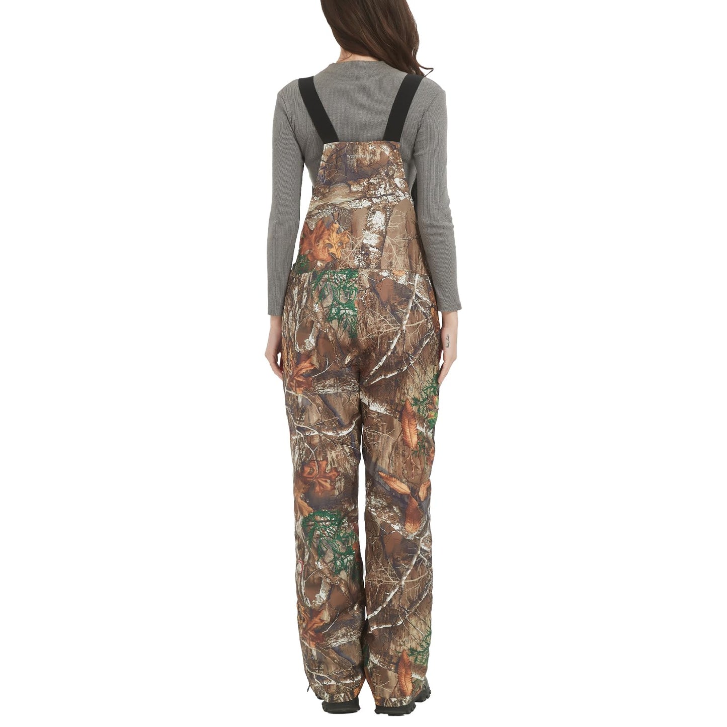 WUSTENKATZE Women's Waterproof Heated Insulated Bib Overalls with Battery Pack, Camo, XX-Large