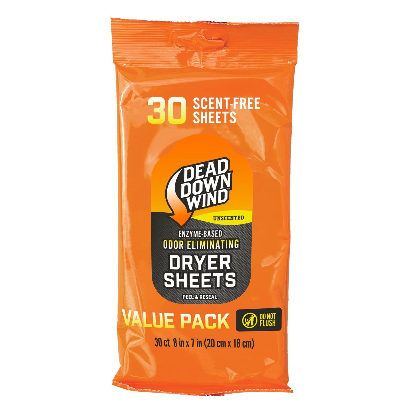 DEAD DOWN WIND Scent Killing Dryer Sheets (30Ct) – Odor Removing Sheet – Durable Hunting Scent Eliminators – Advanced Hunting Laundry Gear