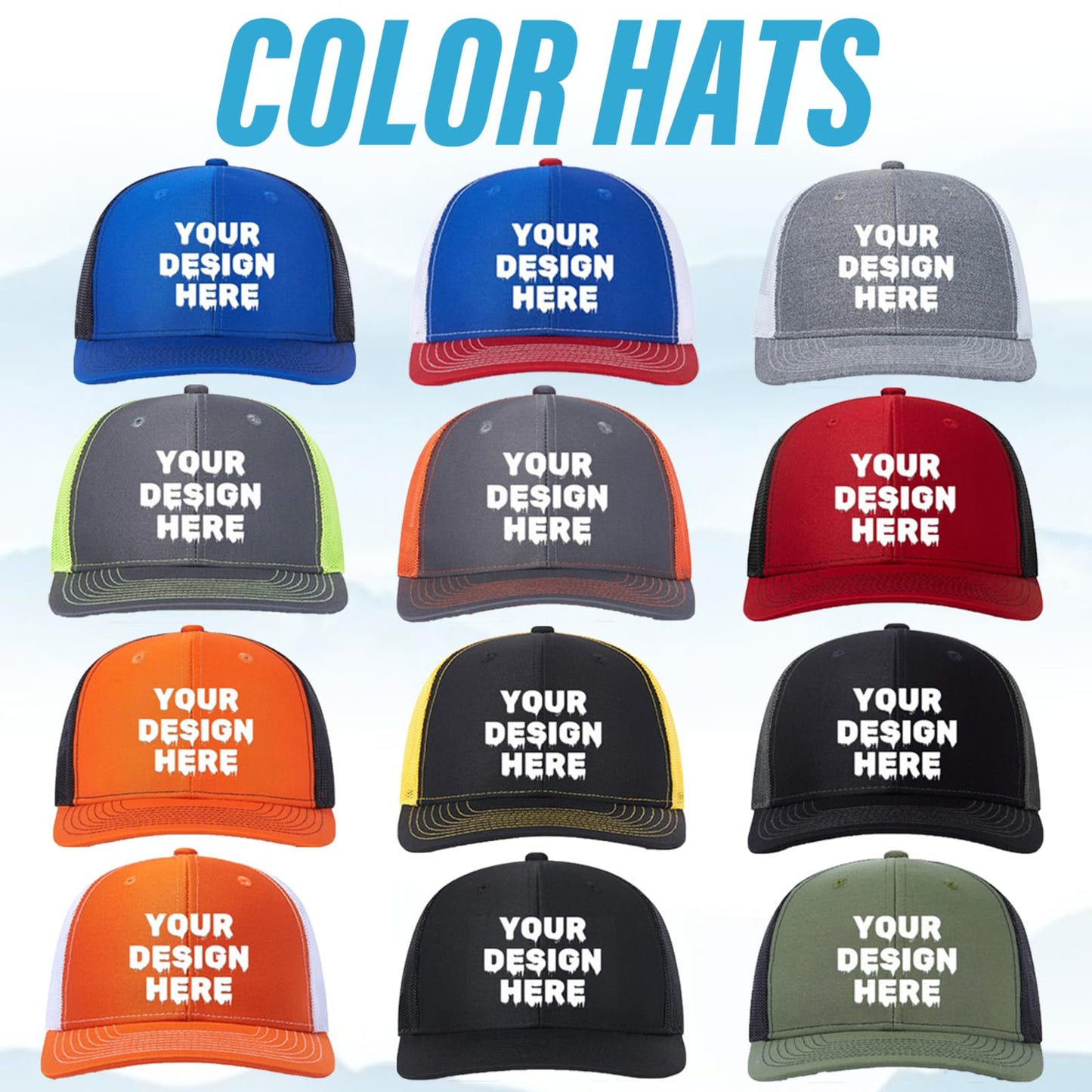 Custom Hats for Man Woman Personalized Bulk Trucker Cap with Text Photo Logo Gifts