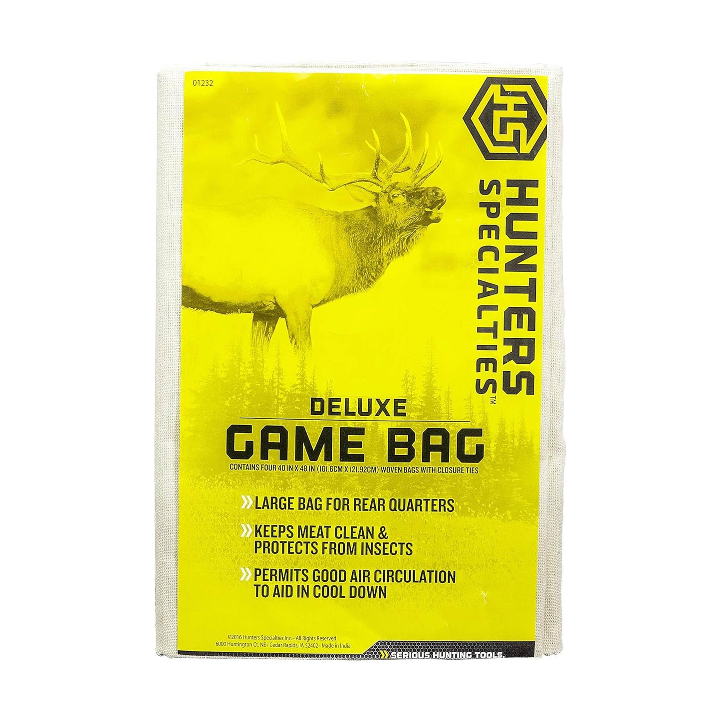 Hunters Specialties Game Bag | Deluxe Size Reusable Washable Heavy-Duty Canvas Field Dressing Game Bags, 40" X 48"