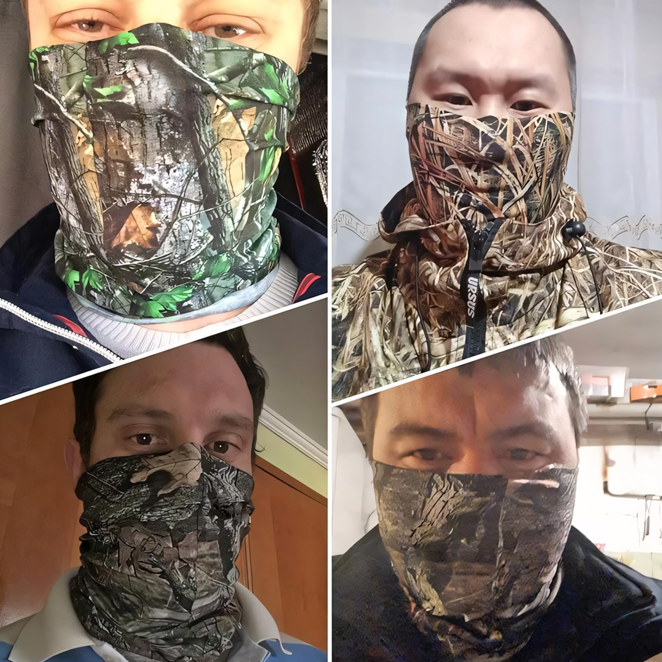 WTACTFUL 2 Pack Camo Face Mask Bandana for Men Camouflage Balaclava Fishing Neck Gaiter Headband Headwear Sweatband Wristband for Women Cycling Motorcycle Running Training Hiking Hunting Women #1 + #5