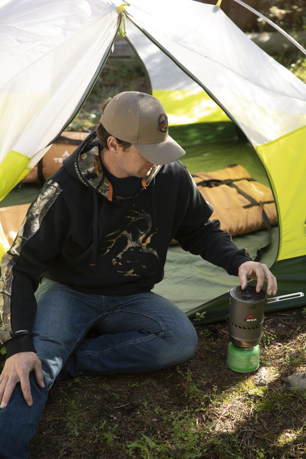 Legendary Whitetails Mens Camo Hoodie Pullover Sweatshirt Midweight V-Neck Design, Onyx, XL