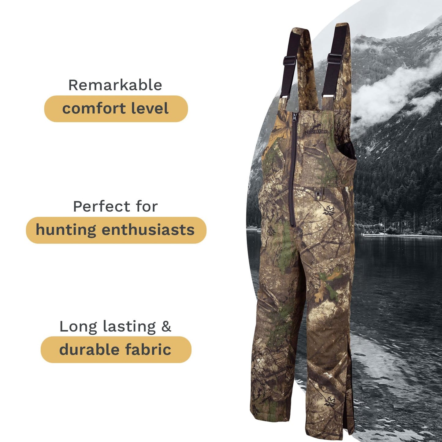 Mooselander - Youth Insulated Bib Overall In Realtree APX, Insulated Hunting Bib Overall for Kids and Teens, Practical Kids Hunting Clothes, Youth Camo Bib, Great Cold Weather Gear, Medium