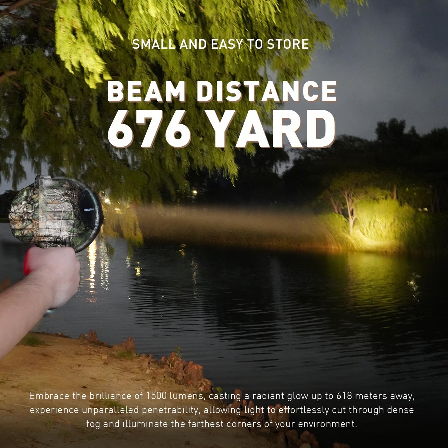 GOODSMANN Spotlight Hunting Camo Portable Handheld Spotlights 1500 Lumen Realtree® Xtra Halogen Boat Corded 12V Plug-in Spot Light Outdoor with Oxford Bag Tactic Pro H102-01