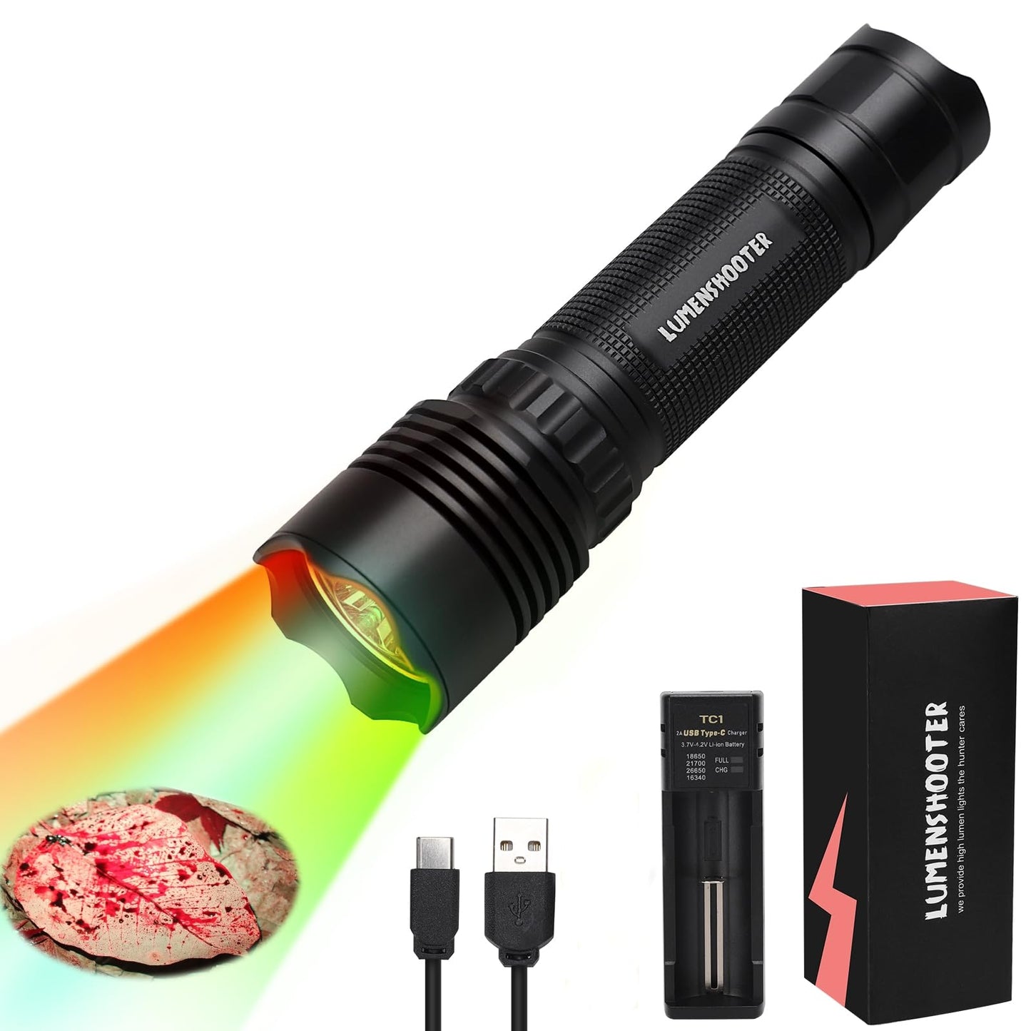 LUMENSHOOTER B2 Blood Tracking Light for Deer, Blood Tracker Flashlight for Hunting, Deer Hunting Accessories for Men